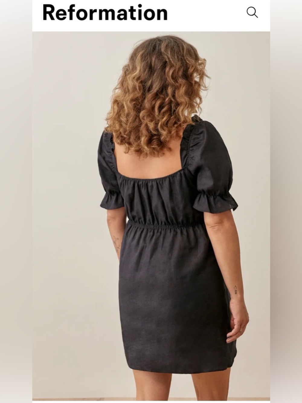 Reformation Channa Linen 100% Puff Sleeve Black Dress , size M - Picture 6 of 11